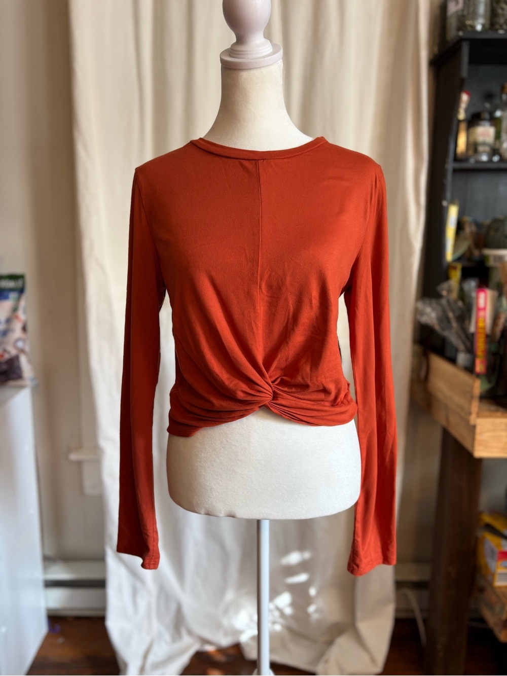 gaze Rust Twist-Knot Long Sleeve Tee